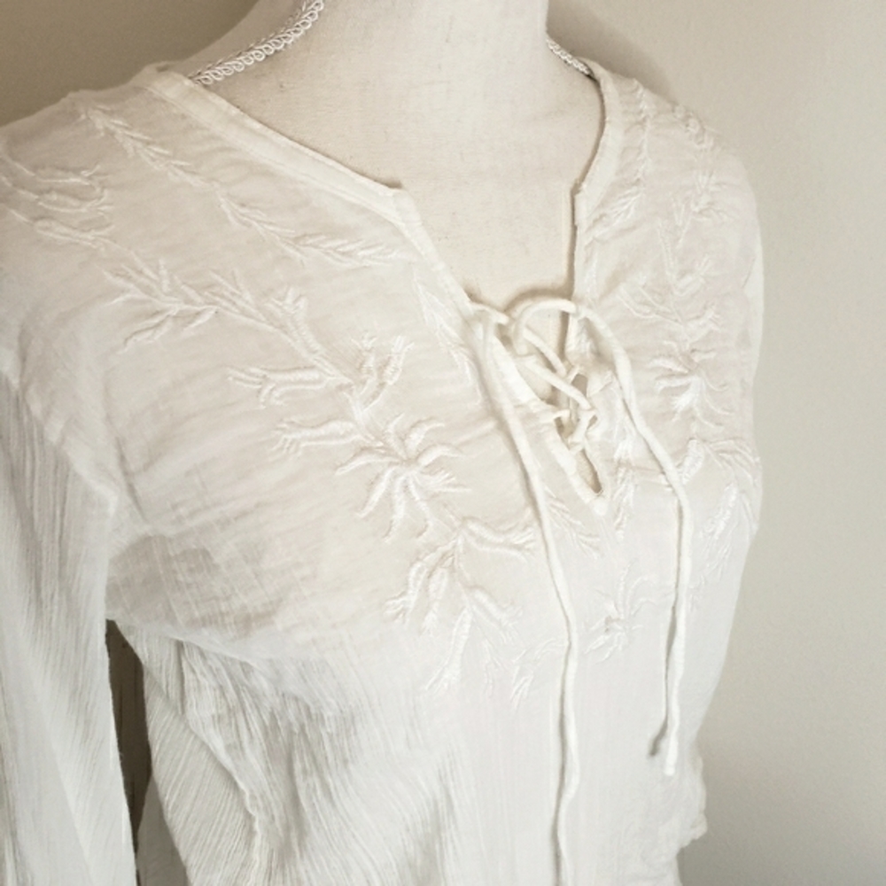Ralph Lauren White Tunic Style Blouse